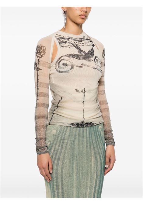 sleeves printed tattoo mariniere woman ecru JEAN PAUL GAULTIER | 25/34-F-TO276-T585030030